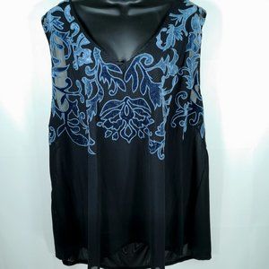 New NWT Torrid Women's Tank Cami Top Size 5 Black Blue Velvet Embroidery Stretch